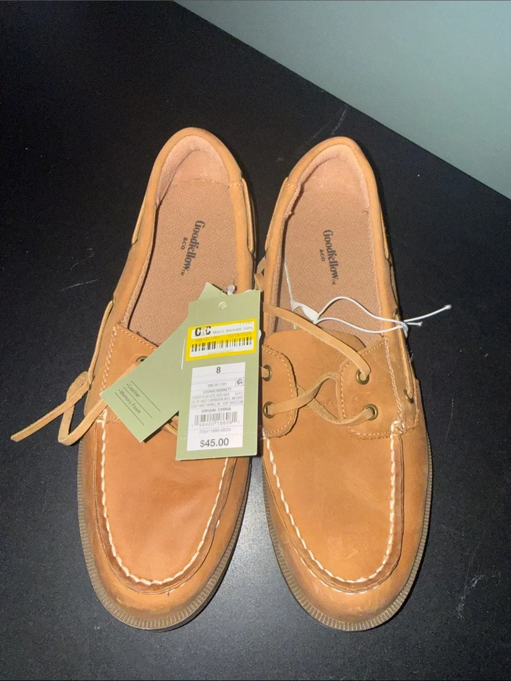 Goodfellow & Co Men's Cognac Leather Boat Shoes